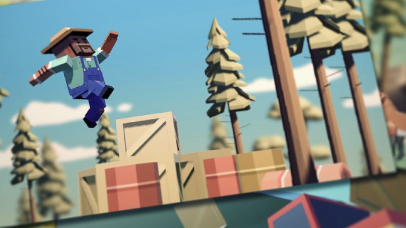 3D Boxel-Bauern-Jumping-Spieloberfläche