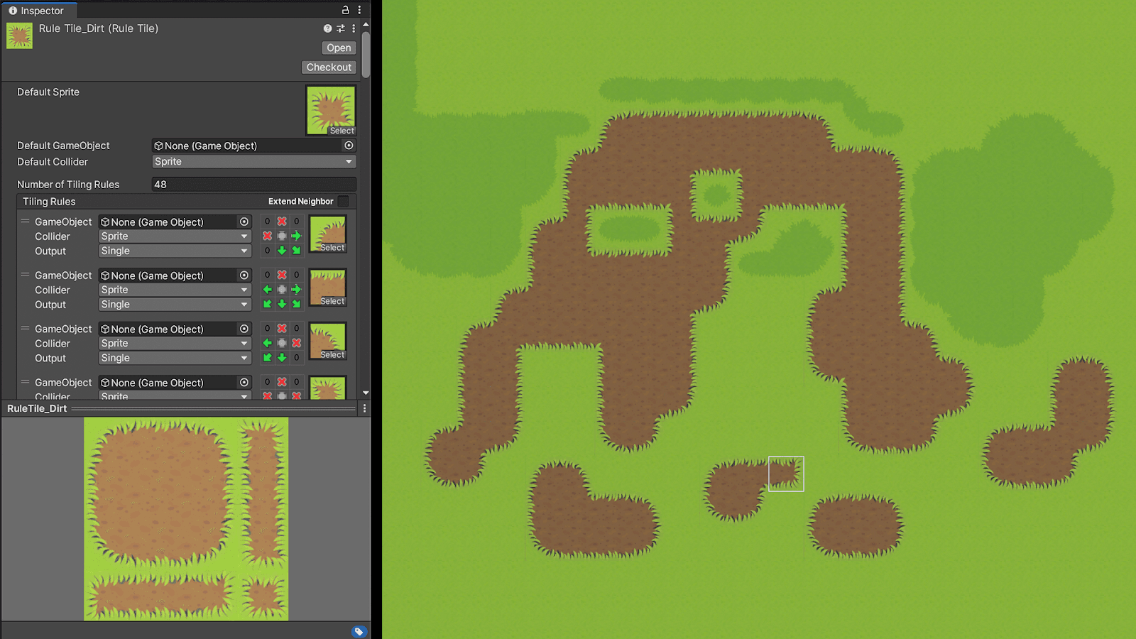 Once you have set up rule tiles, painting continuous paths is easier and more efficient.