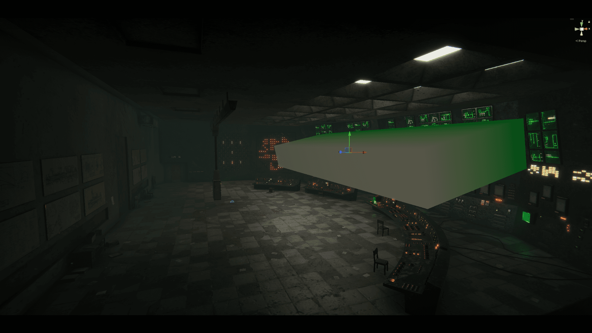 Screenshot of NODE: The Last Favor of the Antarii by Lapsus Games in the Unity Editor. A view of the geometry behind several effects in the scene.